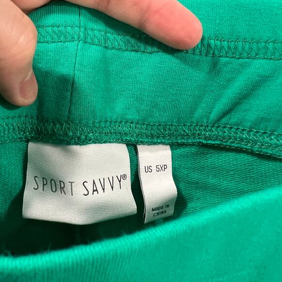 Sport Savvy Petite French Terry Straight Leg Ankle Pant Jade, Petite 5X - Picture 3 of 8